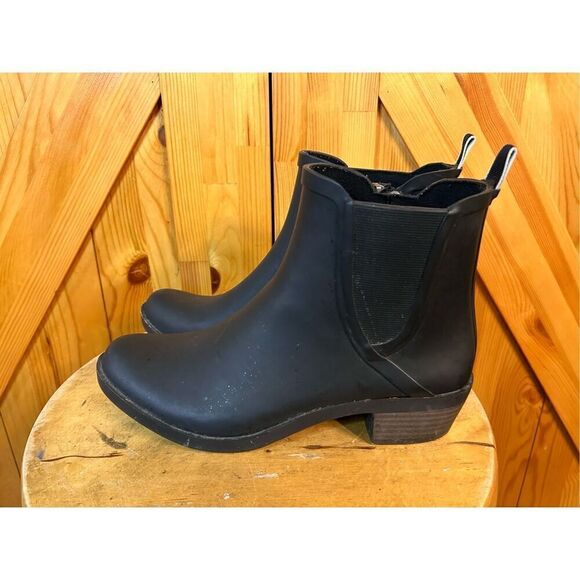 Lucky Brand Boot Sz 7 M Rain Boot Black Synthetic Women - Picture 1 of 7